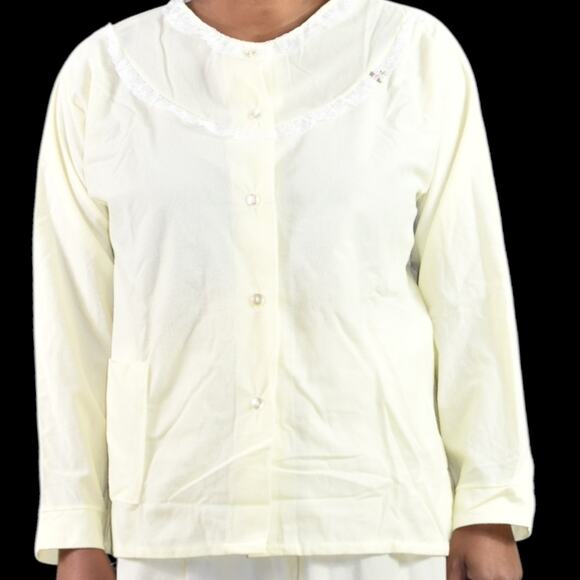 Vintage Katz Pajamas Yellow Pastel Flannel Tricot 60s New Set Embroidery Medium - Picture 4 of 16